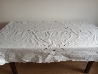 OBRUS BAWEŁNIANY - HAFTOWANY 220 / 145 cm. DUŻY - JAK NOWY.