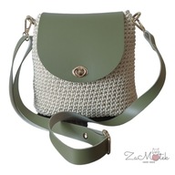 torebka szydełkowa torba dziergana ze sznurka z klapka skóra PU, prezent