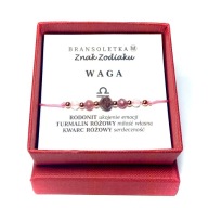 Bransoletka WAGA znak kamienie kwarc różowy turmalin znaki zodiaku