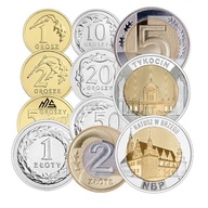 Komplet monet obiegowych 2025 + 5 złotych Tykocin + Ratusz w Brzegu