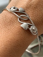 Warmet Resovia bransoletka stara srebrna koło sztywna kwiaty PRL