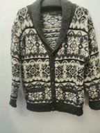 EDDIE BAUER SWETR SWETER R.M/L CARDIGAN NORWESKI WEŁNIANY