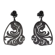 55695 Kolczyki czarna stal chirurgiczna ażurowe kobiety