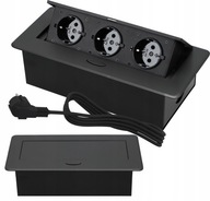 GNIAZDO NABLATOWE CHOWANE W BLAT POTRÓJNE WPUSZCZANE 230V DO BIURA KUCHNI