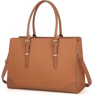 Torba Robocza Damska Shopper Laptop 15 6 cala A4 Skóra PU Brązowa