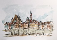 Warszawa akwarela format a4 autor R. Kępa