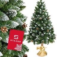 Choinka na pniu sztuczna jak żywa gęsta zielona świąteczna ośnieżona 180 cm