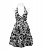 H & M sukienka mini halter wiązana plecy wzór retro vintage y2k tiulowa