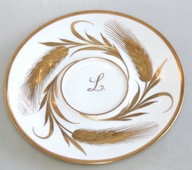 TALERZYK / SPODEK ZŁOTE KŁOSY monogram L 15 cm.