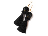 KOLCZYKI SUTASZ czarne z chwostem 100% hand made