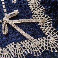 Ozdobny Dekoracyjny Elegancki Obrus Serweta Granat i Białe Złoto Handmade