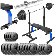 ZESTAW KULTURYSTYCZNY 119KG ŁAWKA STOJAKI GRYF OBCIĄŻENIA SIŁOWNIA