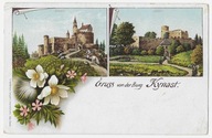 F55 Gruss von der Burg KYNAST Chojnik 1900 wczesna litografia Sobieszów