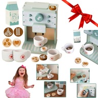 EKSPRES DO KAWY DREWNIANY DLA DZIECI ZABAWKA KAWIARKA AKCESORIA KUCHENNE