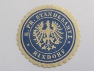 Niemcy - Prusy - Urząd Stanu Cywilnego w Rixdorf - zalepka