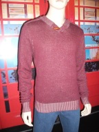 98-86 sweter bordo dark red melanż w serek roz. XL