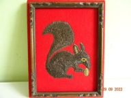 obrazek wiewiórka ramka ćwieki metaloplastyka hand made
