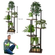 KWIETNIK WOLNOSTOJĄCY CZARNY 6 POZIOMÓW KWIATY LOFT METALOWY ROŚLINY 132CM