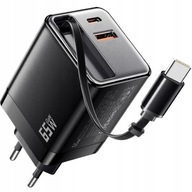 SZYBKA ŁADOWARKA ZASILACZ PD 65W KOSTKA WBUDOWANY ZWIJANY KABEL Koanni