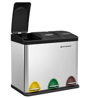 Trzykomorowy Kosz na śmieci Pojemnik do segregacji śmieci 3x8L Z pedałami