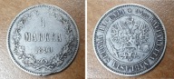 1 MARKKA 1890, lit. L. Finlandia- carska Rosja, Ag + 1 Penni 1913