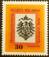 Niemcy Berlin 1971 Znaczek 385 ** zjednoczenie Niemiec godło herb