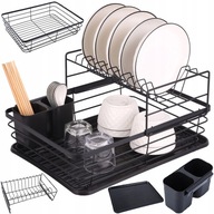 DWUPOZIOMOWA OCIEKACZ DO KUCHNI pojemna sztućce METALOWA TACKA XXL SUSZARKA