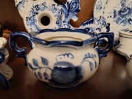 Gżel Cukiernica porcelanowa kobalt lata 70. XX w. ZSRR