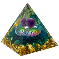 PIĘKNA PIRAMIDA ORGONIT AMETYST ZŁOTA FOLIA OM 5cm