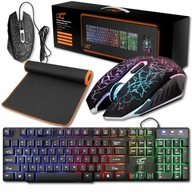 ZESTAW GAMINGOWY KLAWIATURA MYSZ PODKŁADKA RGB 2400DPI NOWY CE GWARANCJA