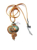 Naszyjnik Karmelowy Haft Sutasz Jadeit Soutache