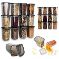 POJEMNIKI KUCHENNE NA PRODUKTY SYPKIE ŻYWNOŚC 12 SZTUK CUKIER SÓL MĄKA