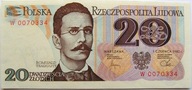 Polska bankn.20zł.R.Traugutt 1982 ser.W niski n-r UNC