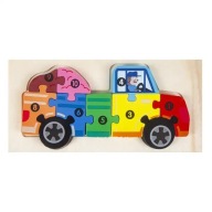 PIERWSZE DREWNIANE PUZZLE MONTESSORI DLA DZIECKA CIĘŻARÓWKA 3D