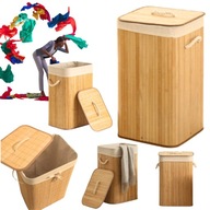 KOSZ POJEMNIK KUFER BAMBUSOWY NA PRANIE BIELIZNĘ ZABAWKI Z POKRYWĄ DUŻY 72L