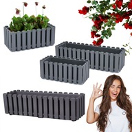 Doniczka Skrzynka Balkonowa Ogrodowa 58 x 18 x 16,2cm Szara 10L Wytrzymała