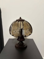 Vintage Lampa Nocna - ZŁOTY BROKAT, Irysy - Gięte dymione szkło, DIY
