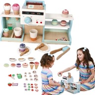 KAWIARNIA LODZIARNIA DREWNIANA DLA DZIECI 22X15X42 CM KRAMIK KAWA LODY ADAM