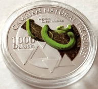 GAMBIA - 1.000 DALASI 2015 UNC, WĄŻ MAMBA ZIELONA , KOLOR !!!