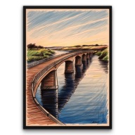 Plakat z ramą 50x70cm Długi kręty most nad rzeką Pejzaż Natura Prezent