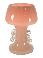 PRL PIĘKNY RÓŻOWY WAZON SZKŁO SODOWE HUTA TARNOWIEC ZOBACZ!