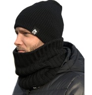 KOMPLET MĘSKI ZESTAW CIEPŁY CZARNY CZAPKA ZIMOWA SZALIK TUBA KOMIN PREZENT