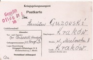 OFLAG II E - NEUBRANDENBURG -obieg 1942 rok do KRAKÓW GG -karta