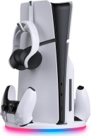 Tideal podwójna stacja ładująca z wieszakiem na słuchawki PS5 | white