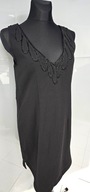H&M SUKIENKA 38 M Z OZDOBNYM ZDOBIENIEM KORALIKI ORNAMENT MAŁA CZARNA NOWA