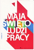 1 maja, plakat okienny, ~16 x 24 cm, Święto Pracy, 1977 rok