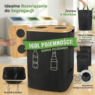 SUPER POJEMNY KOSZ DO SEGREGACJI NA BUTELKI 160L + WYMIENNE WORKI 4 GRATIS