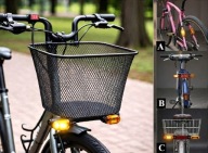 "kierunkowskazy LED (2 przód + 2 tyl) do roweru z koszem przy kierownicy "