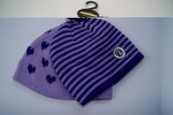 CZAPKA 2 czapki fiolet plus w pasy 1-2 lata GIRL