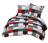Pościel kora lux 200x220 + 2x70x80 guzik K 282-2 Ala patchwork czerwony